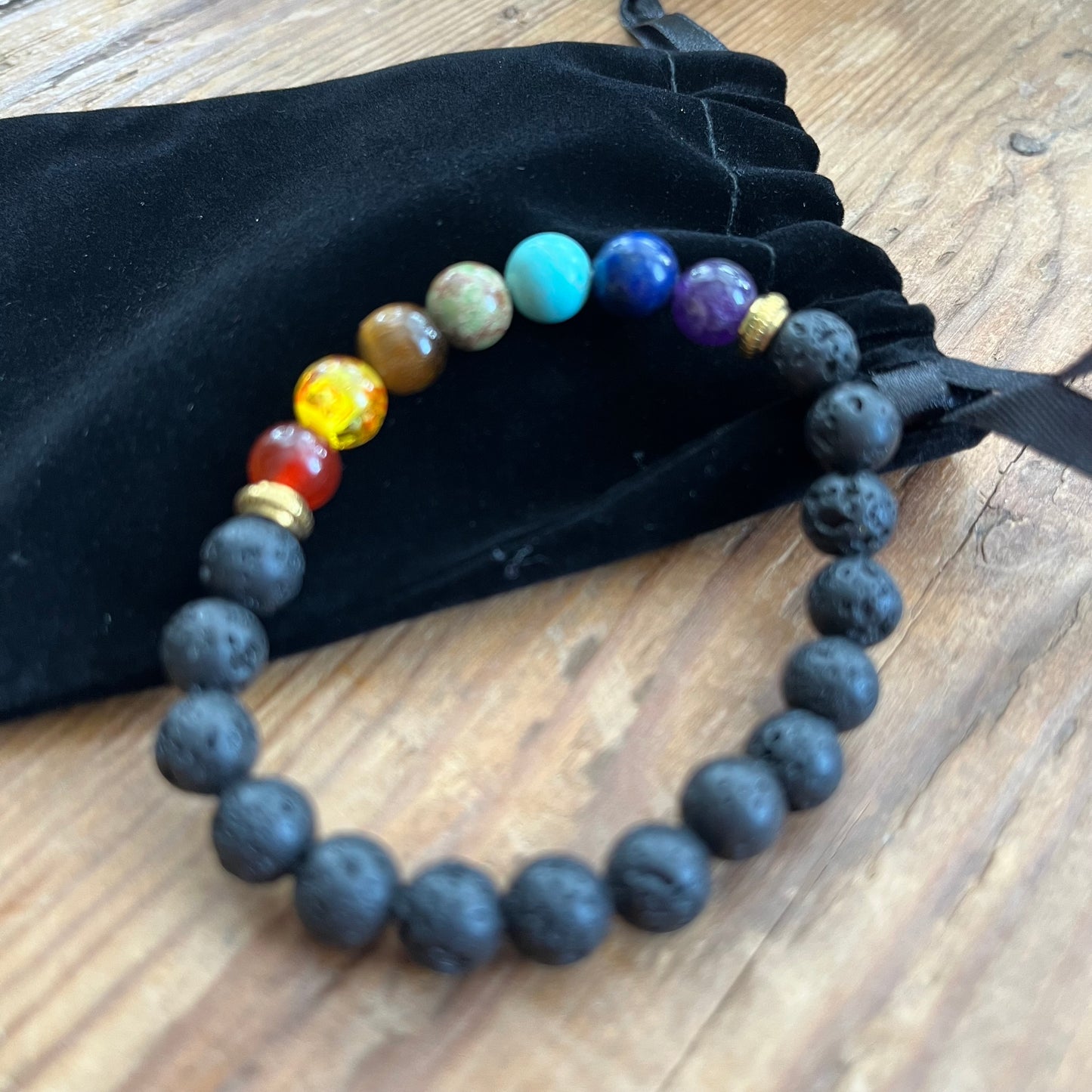 Chakra Crystal Bracelet with Lava beads - Essential Oil Diffuser Bracelet