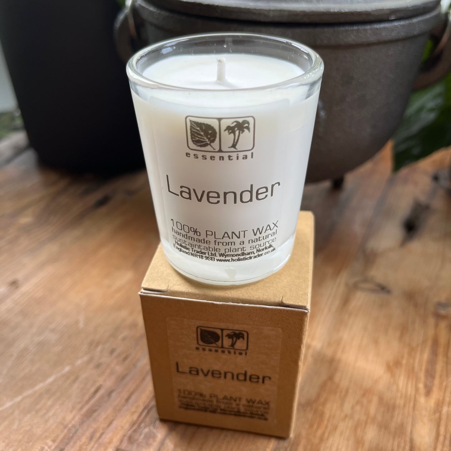 Boxed White votive candle fragranced with lavender essential oil