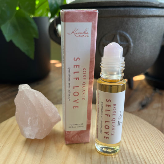 A daily ritual for self-love, emotional healing, and heart-soothing energy. Infused with calming essential oils and a real rose quartz crystal rollerball tip