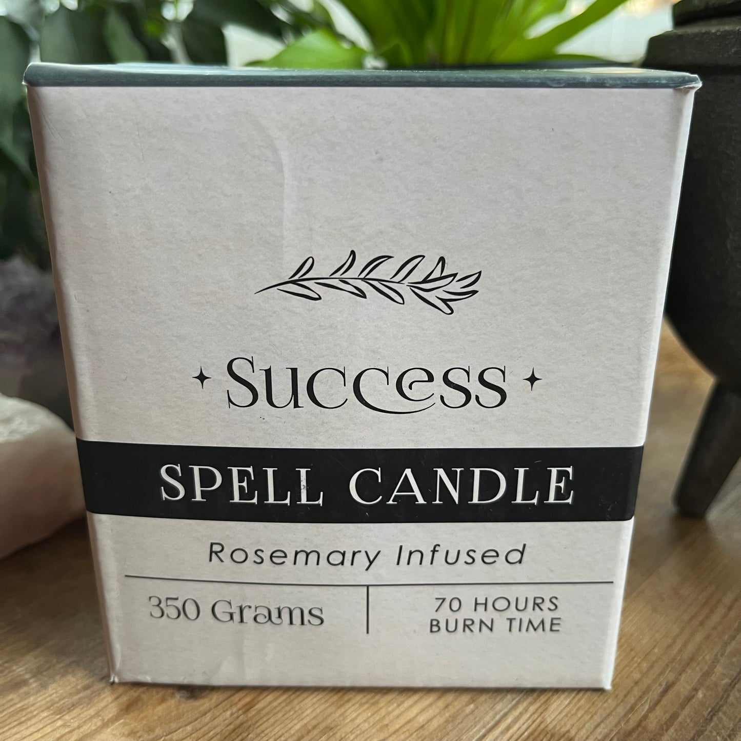 Cream coloured box for Success Rosemary spell candle