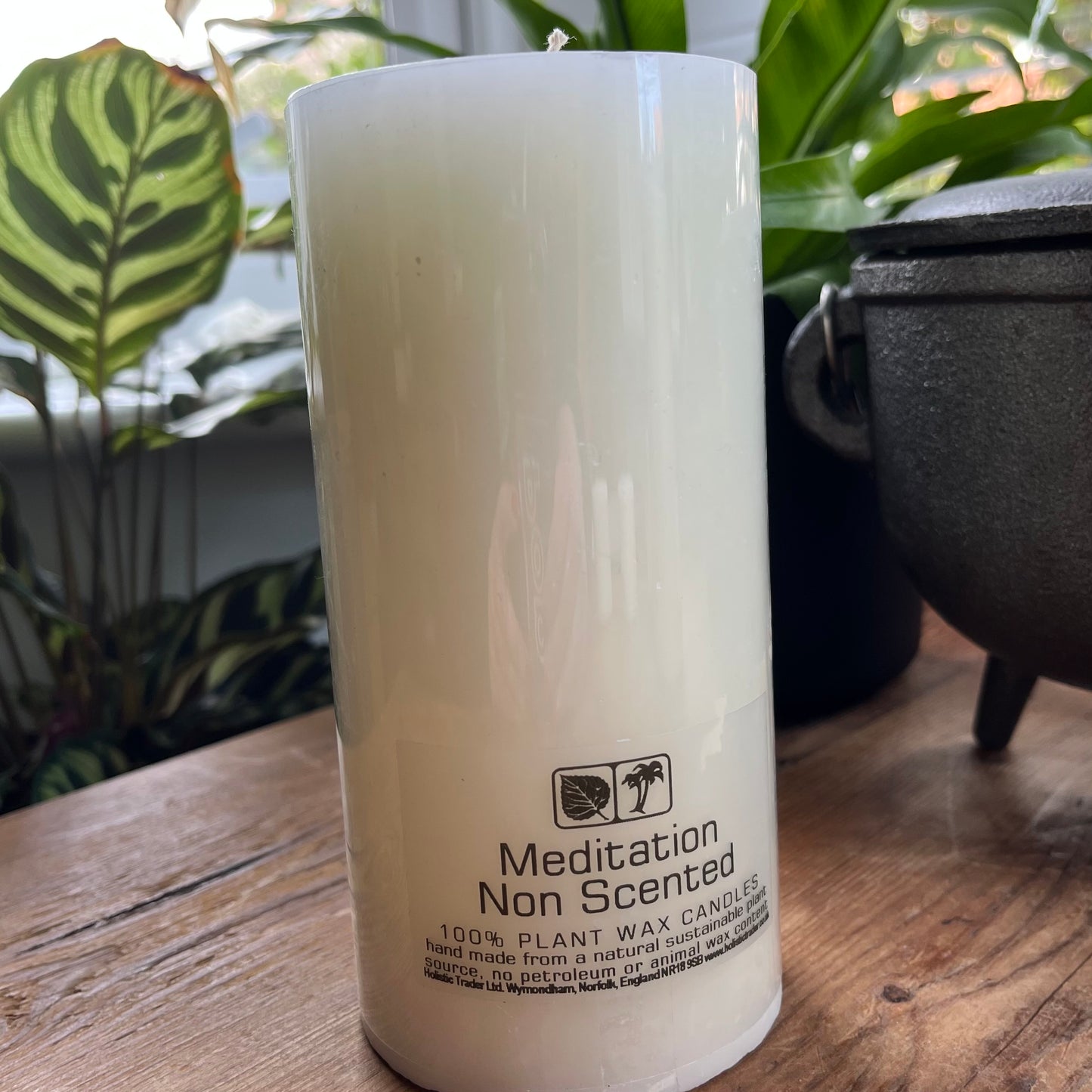 Large white meditation candle