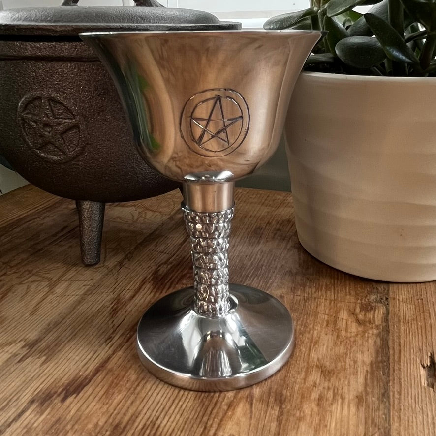 Silver Metal Pentagram Chalice