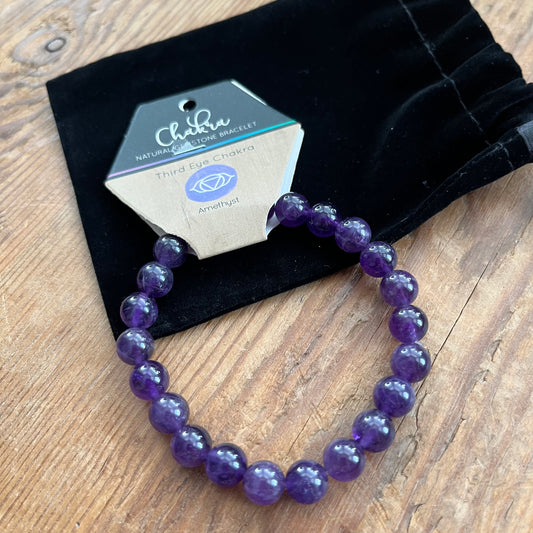 Purple Amethyst beaded Bracelet for third eye Chakra 