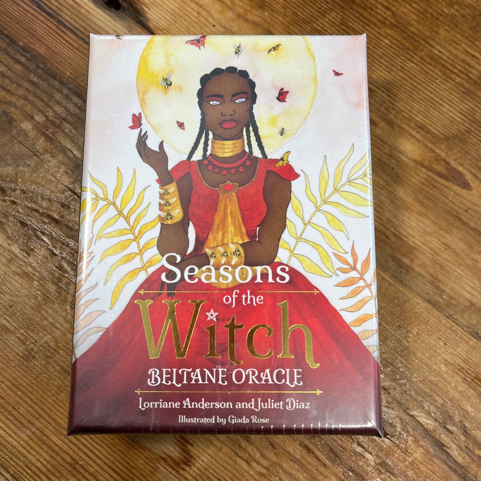 Oracle Cards 'Seasons of the Witch Beltane Oracle' on a wooden surface