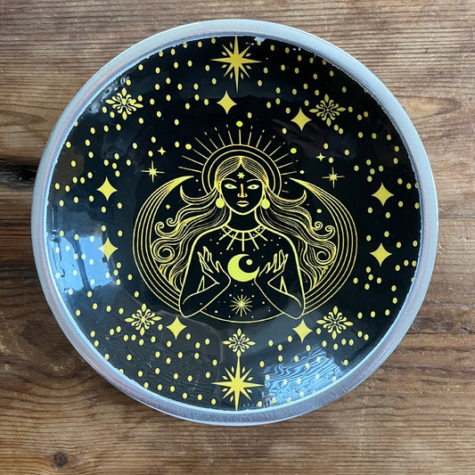 Enamelled Goddess Offering Plate