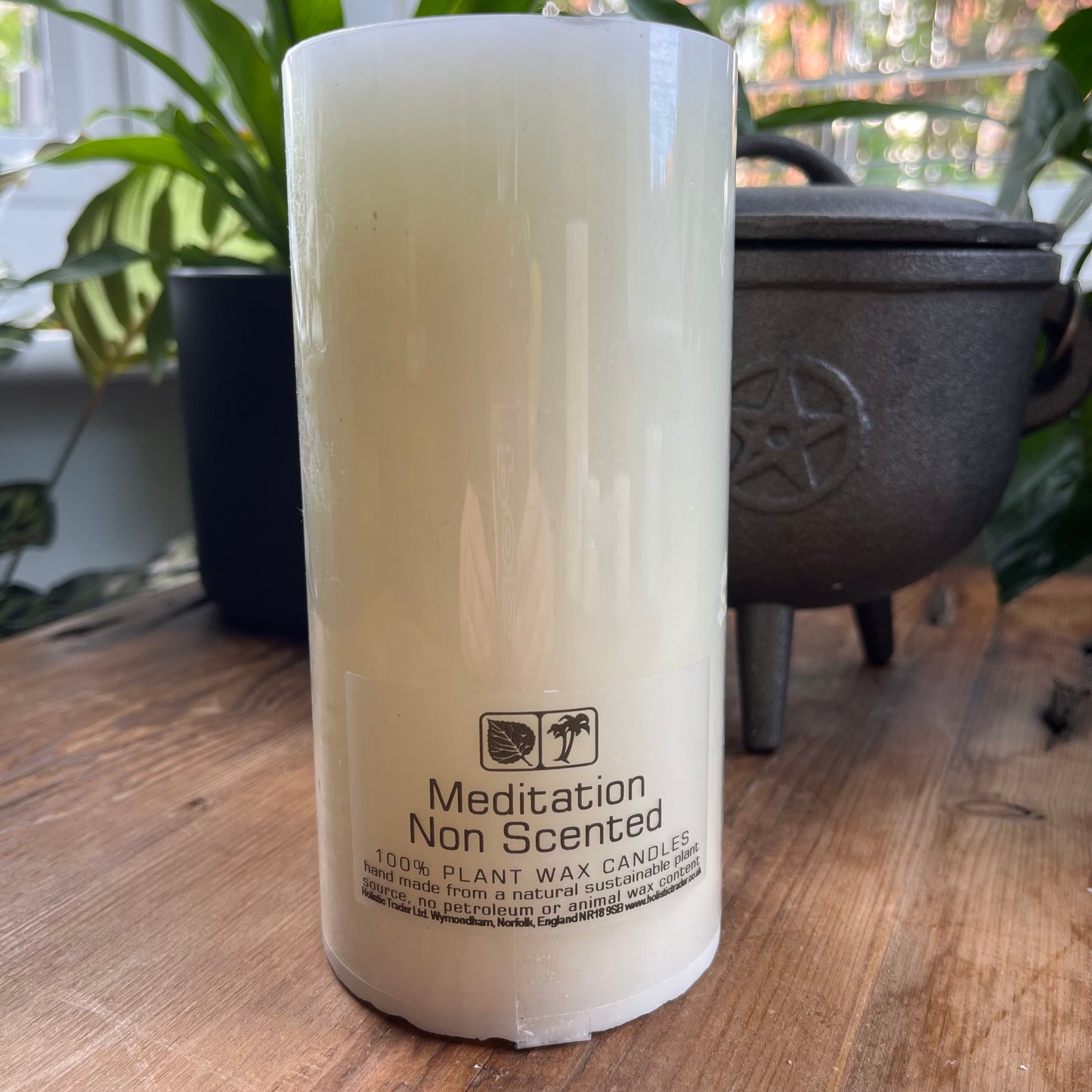 Large white meditation candle