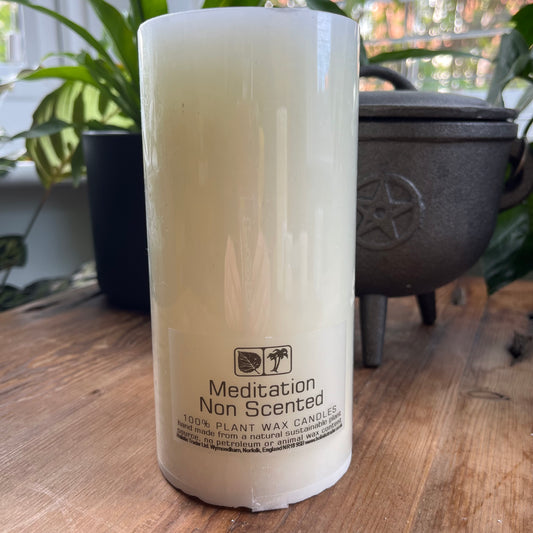 Large white meditation candle
