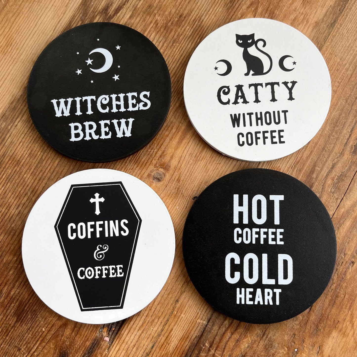 Set of 4 witchy Gothic coasters 