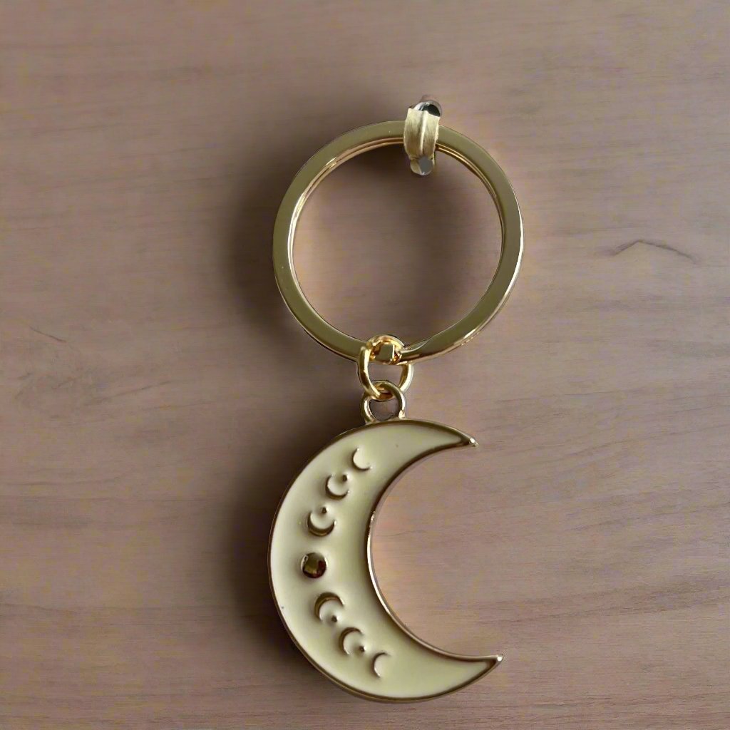 Moon Phase Crescent Enamel Keyring