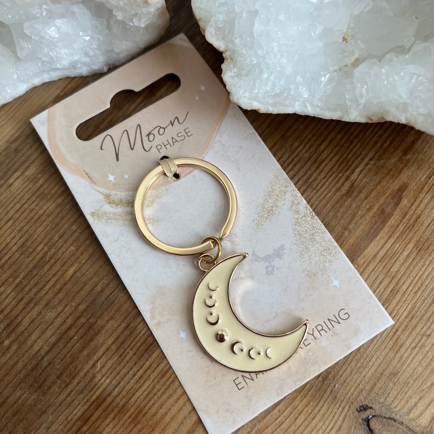 Moon Phase Crescent Enamel Keyring