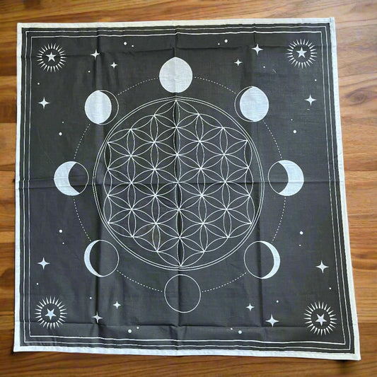 Moon Phase Crystal Grid Altar Cloth