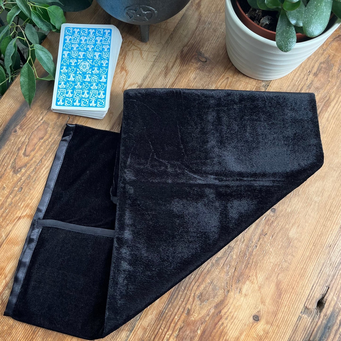 Large Black Velvet and Satin Reading Cloth