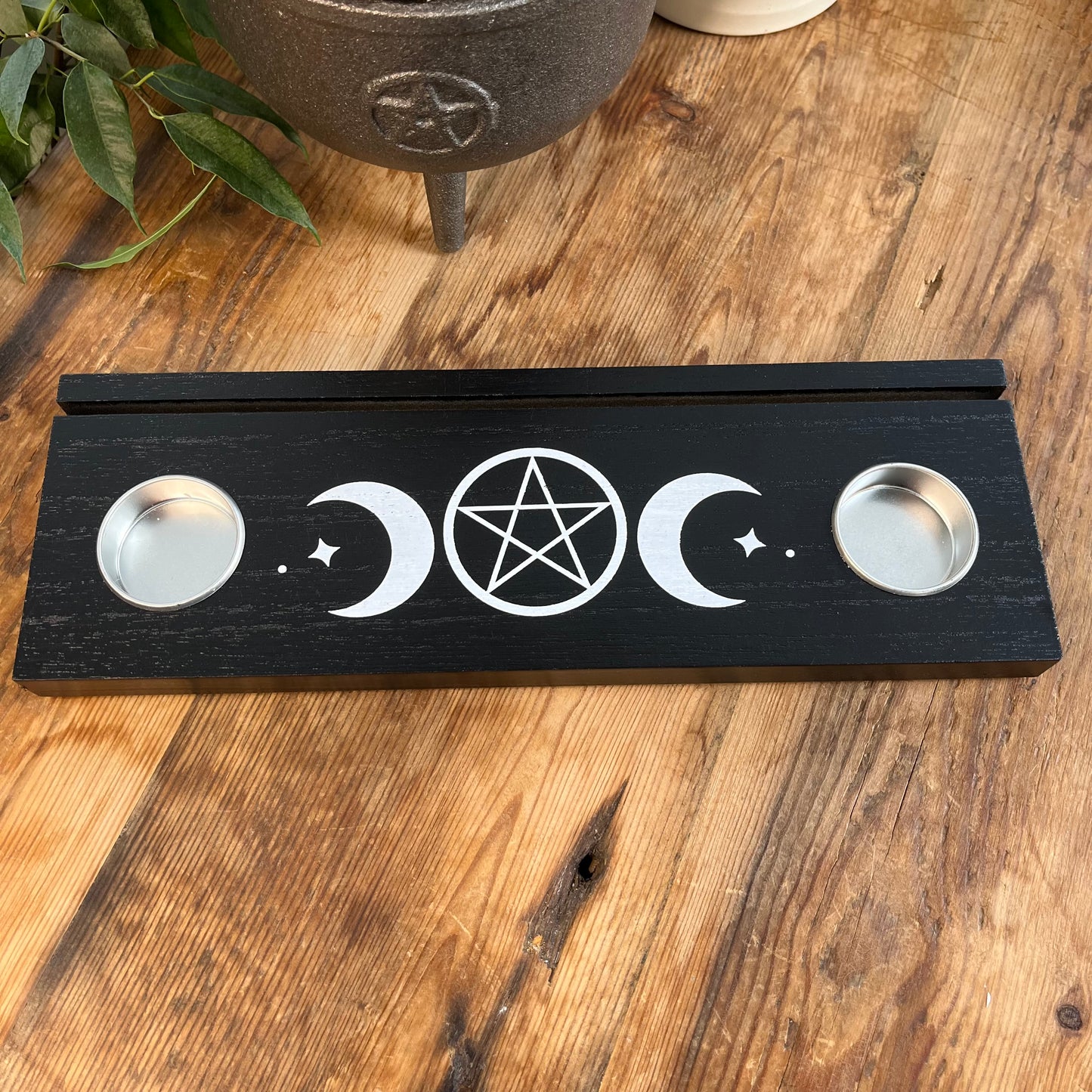 Black Triple Moon Tarot Stand Tealight Holder