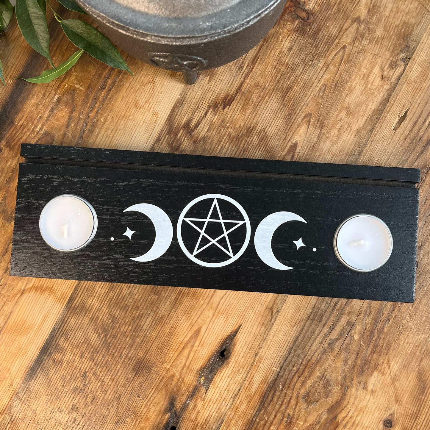 Black Triple Moon Tarot Stand Tealight Holder