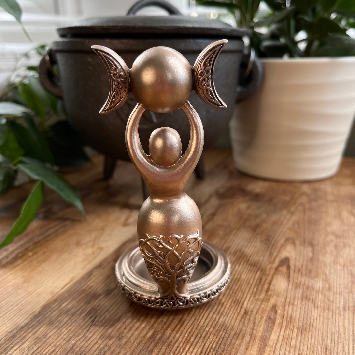 Bronze Spiral Goddess Tealight Holder - 12cm