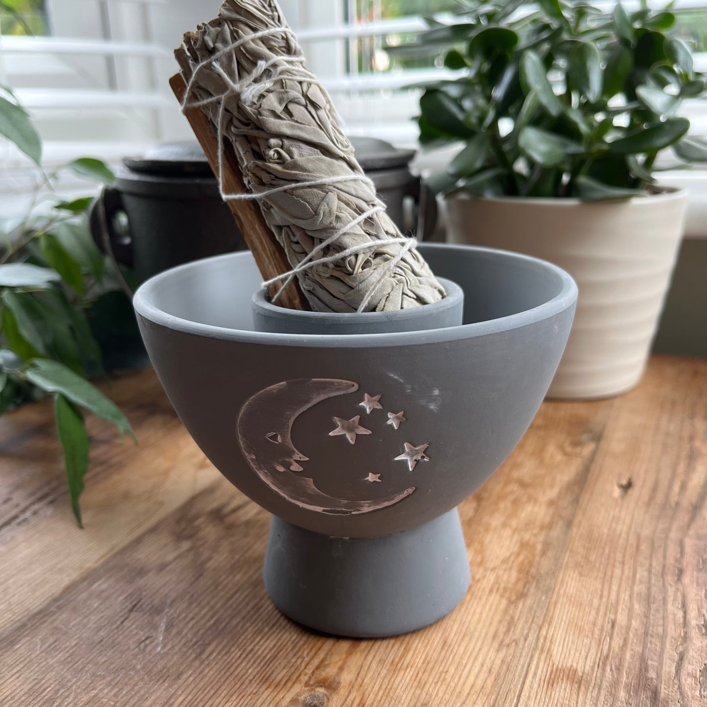 Rustic Grey Terracotta Smudge Bowl