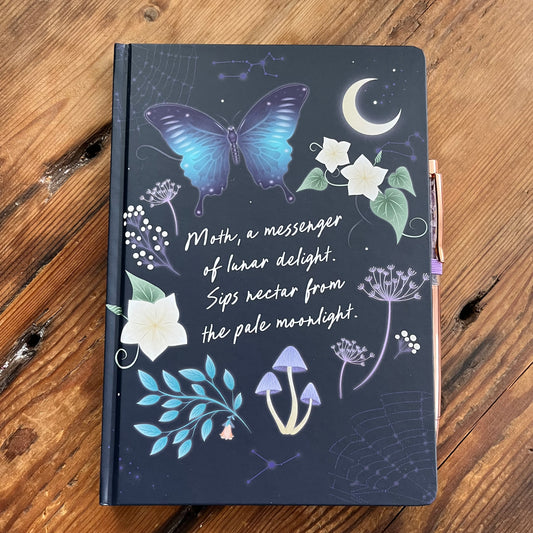 Midnight Moth Journal with Amethyst Pen