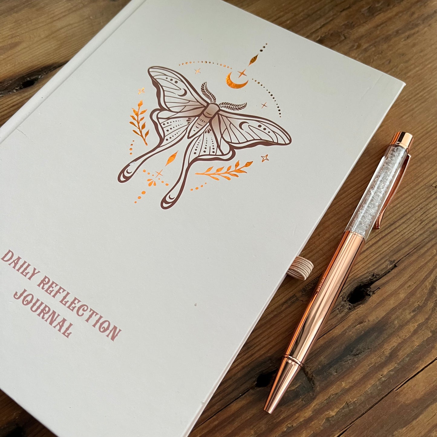 Luna Moth Daily Reflections Journal with Clear Quartz Pen