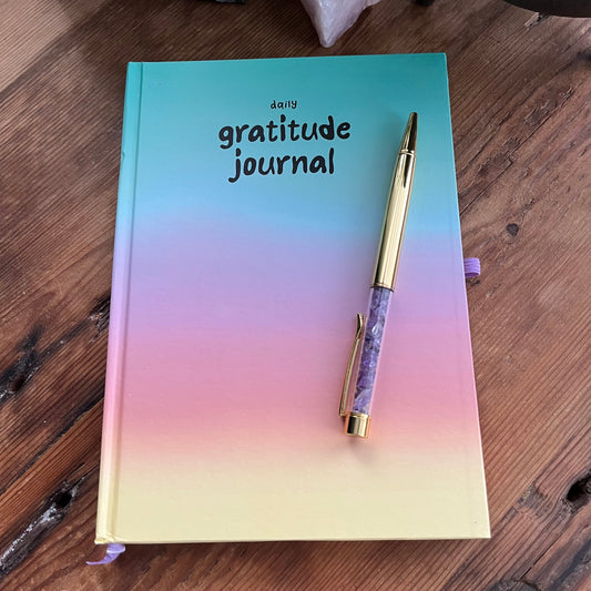 Multicoloured Gratitude Journal with Amethyst Pen