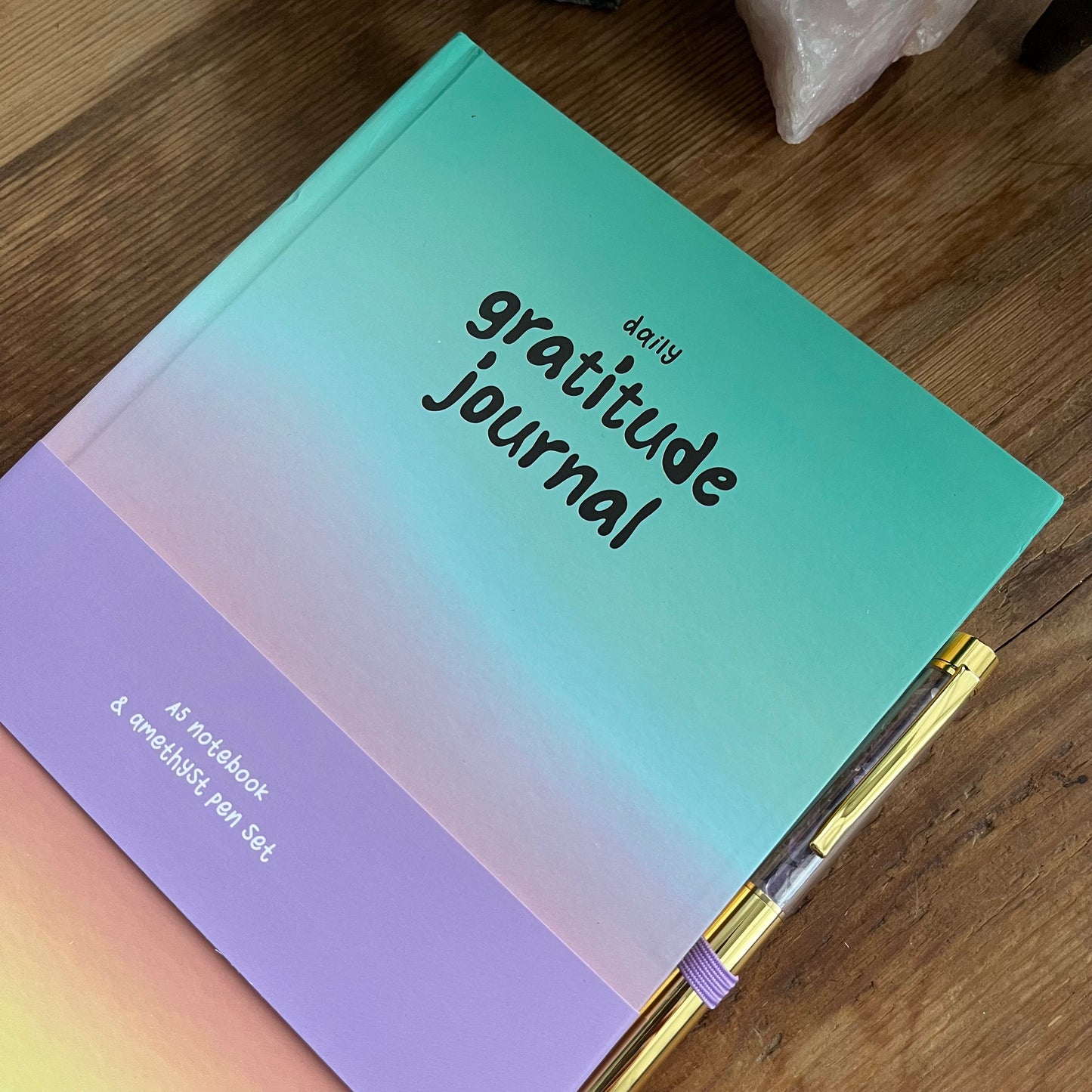 Multicoloured Gratitude Journal with Amethyst Pen