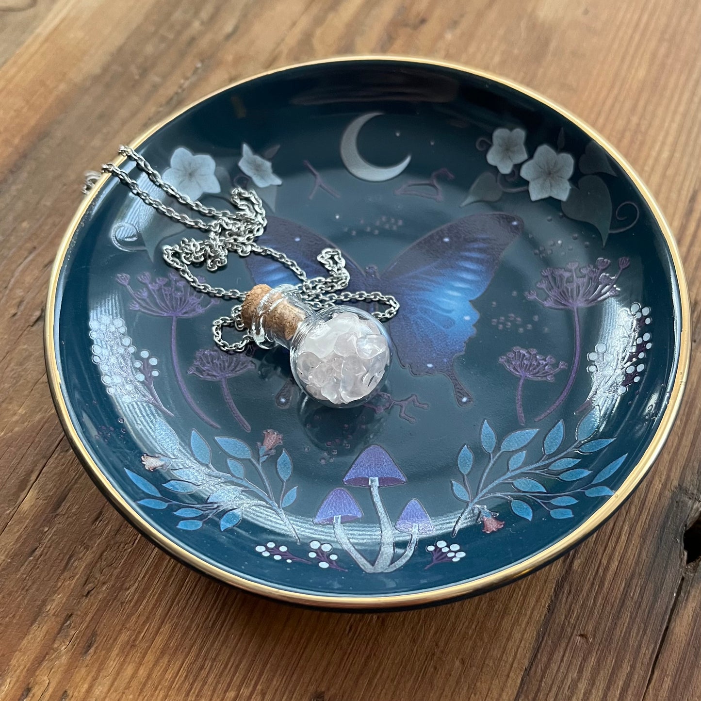 Round Midnight Moth Trinket Dish