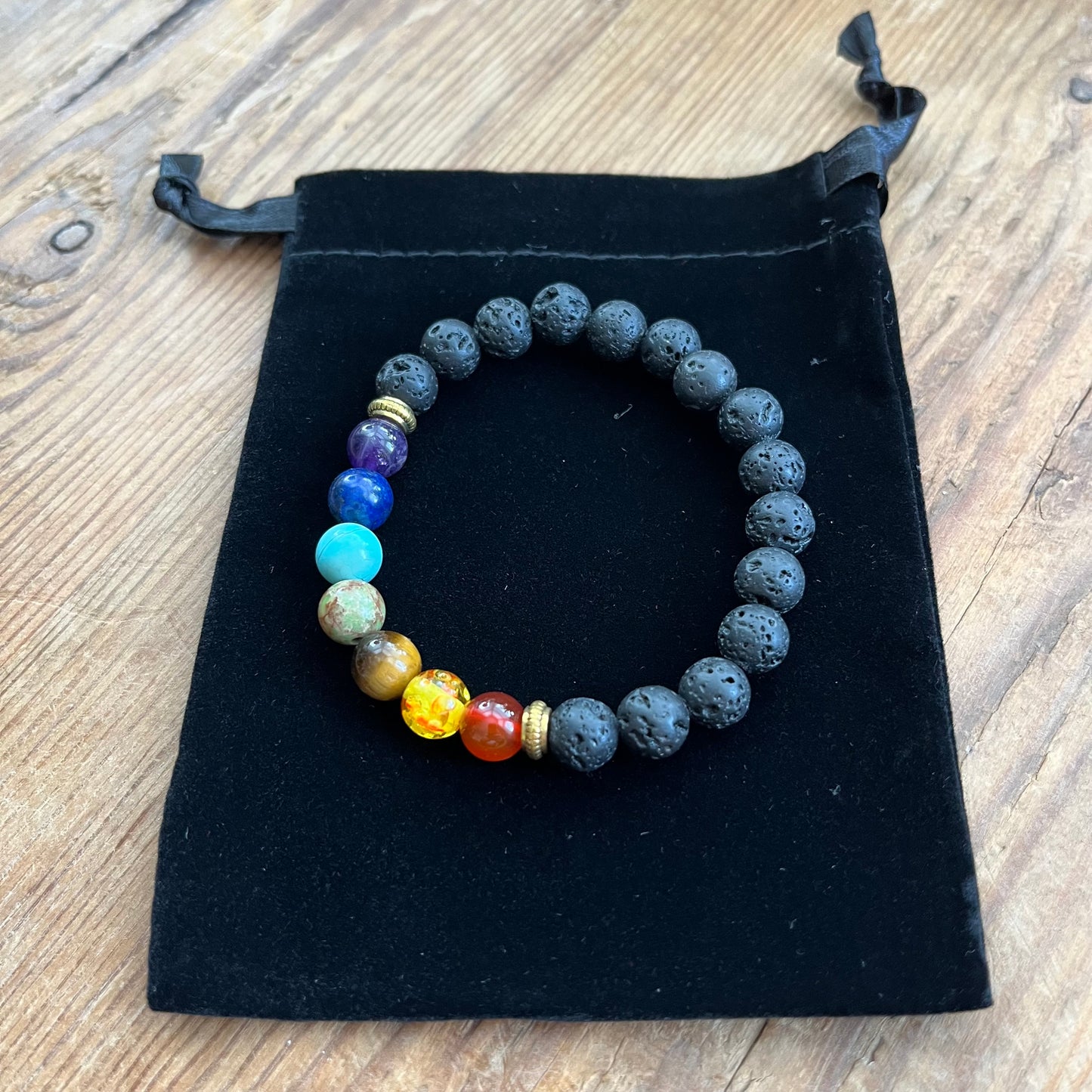 Chakra Crystal Bracelet with Lava beads - Essential Oil Diffuser Bracelet