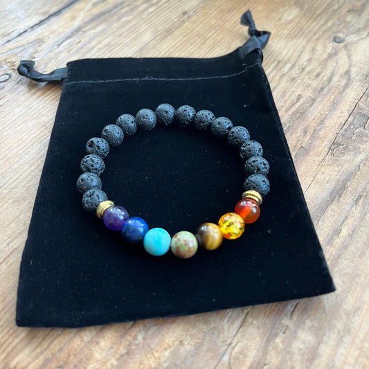 Chakra Crystal Bracelet with Lava beads - Essential Oil Diffuser Bracelet