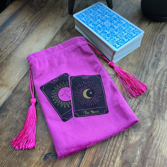 Moon & Sun Tarot/Oracle Card  Bag - Pink Velvet