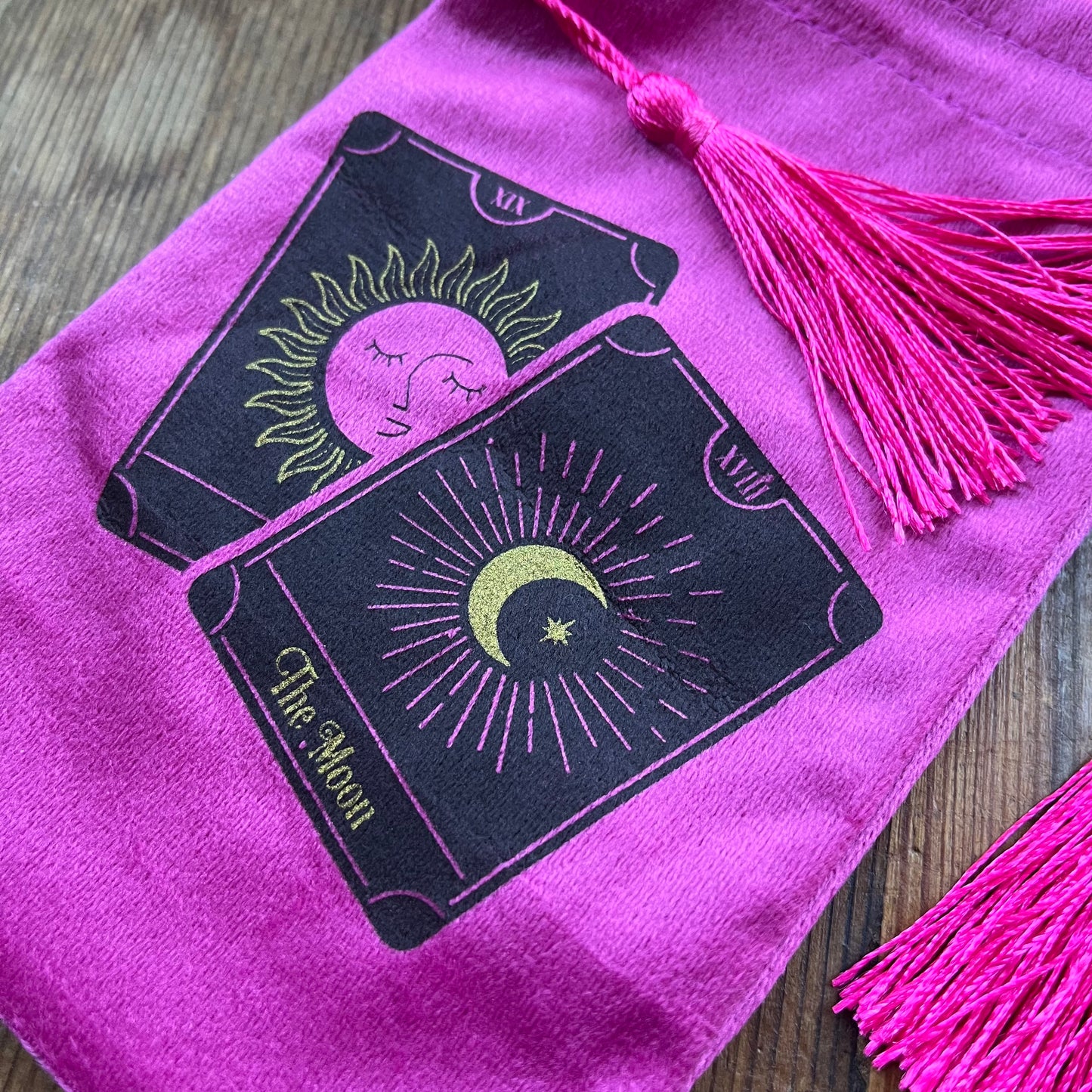 Moon & Sun Tarot/Oracle Card  Bag - Pink Velvet