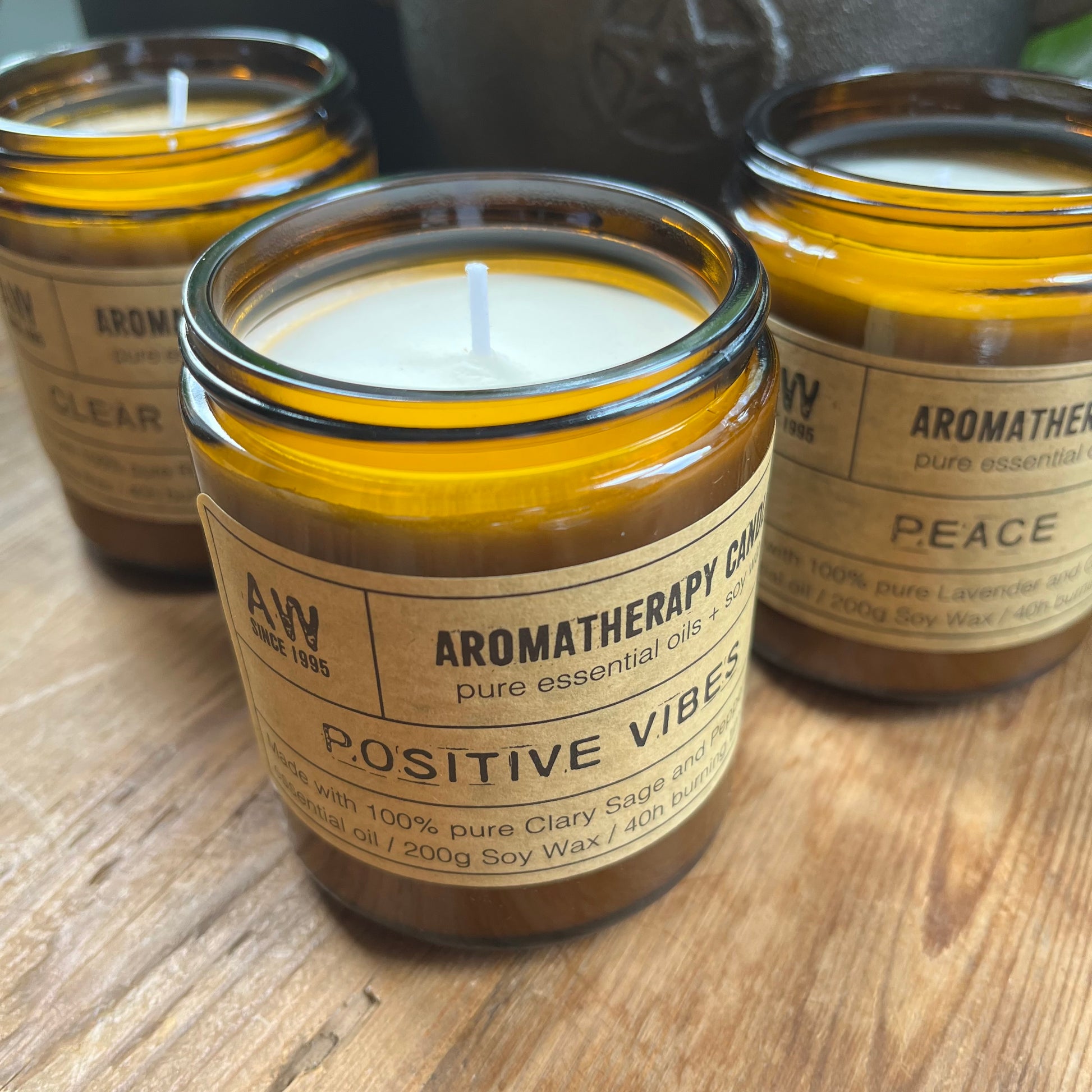 3 of the candles from aromatherapy range 