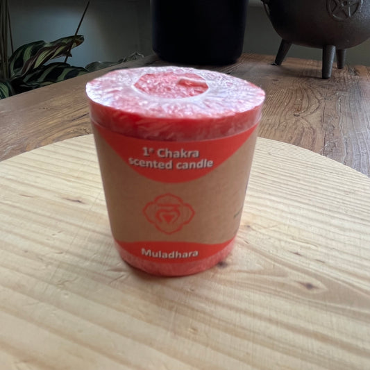 small red votive candle for root chakra 