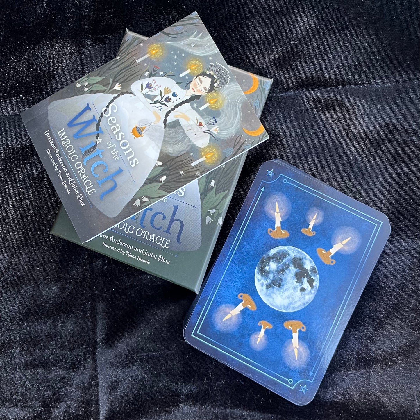 Witch Magic Oracle cards on a dark textured surface