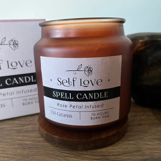 Rose Petal Infused Self Love Spell Candle - Herbal Magick