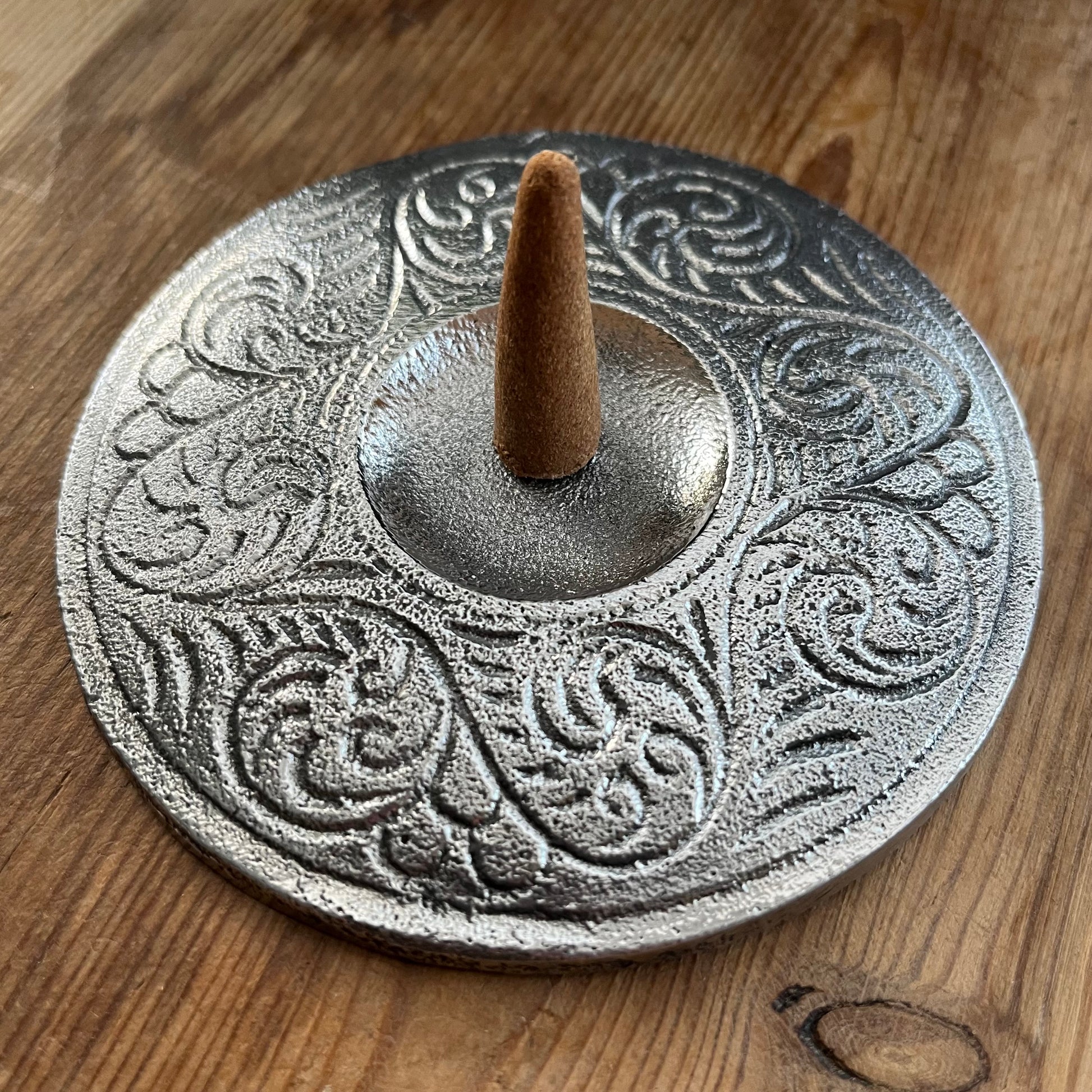 Silver plate for holding multiple incense sticks and cone incense