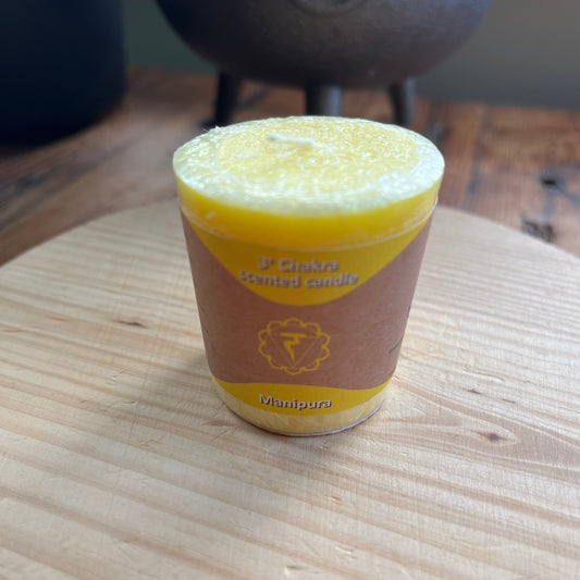 small yellow votive candles for the Solar plexus Chakra 
