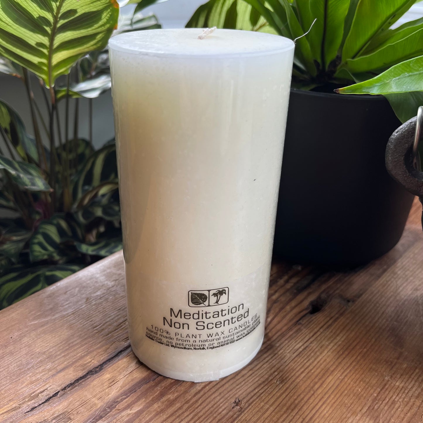 Large white meditation candle