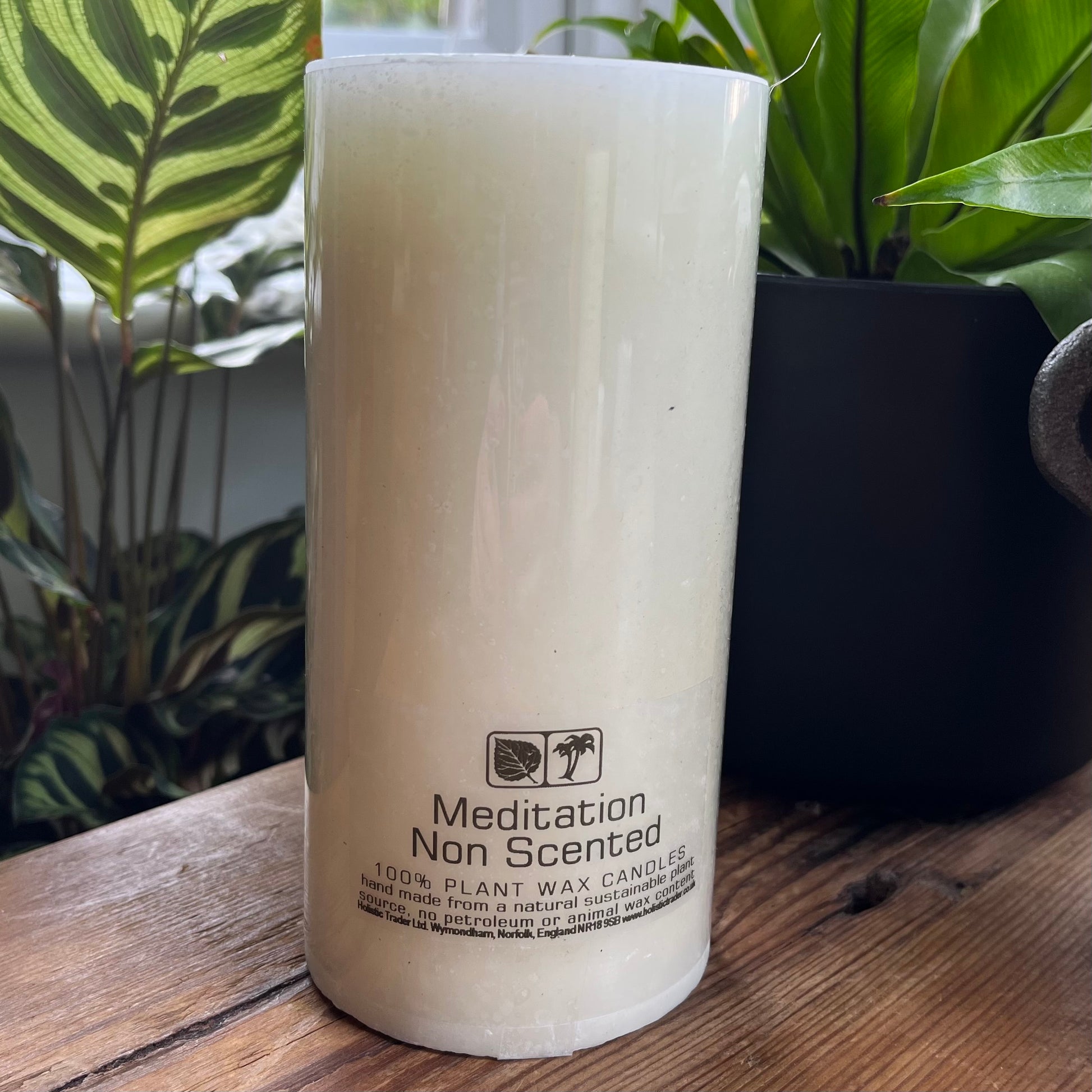 Large white meditation candle