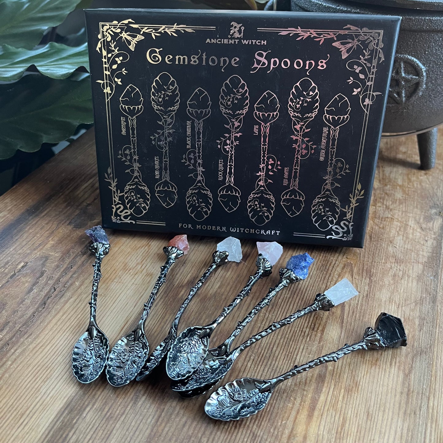 Gemstone Crystal Witch Spoon Set - Box of 7