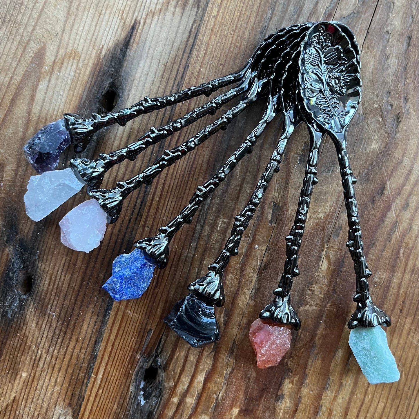Gemstone Crystal Witch Spoon Set - Box of 7